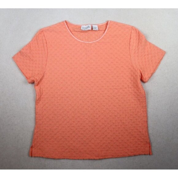 KENETH TOO CASUALS - WOMEN'S SALMON ORANGE TEXTURED T-SHIRT - PM - Picture 2 of 7